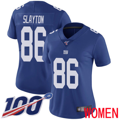 Women New York Giants 86 Darius Slayton Royal Blue Team Color Vapor Untouchable Limited Player 100th Season Football NFL Jersey